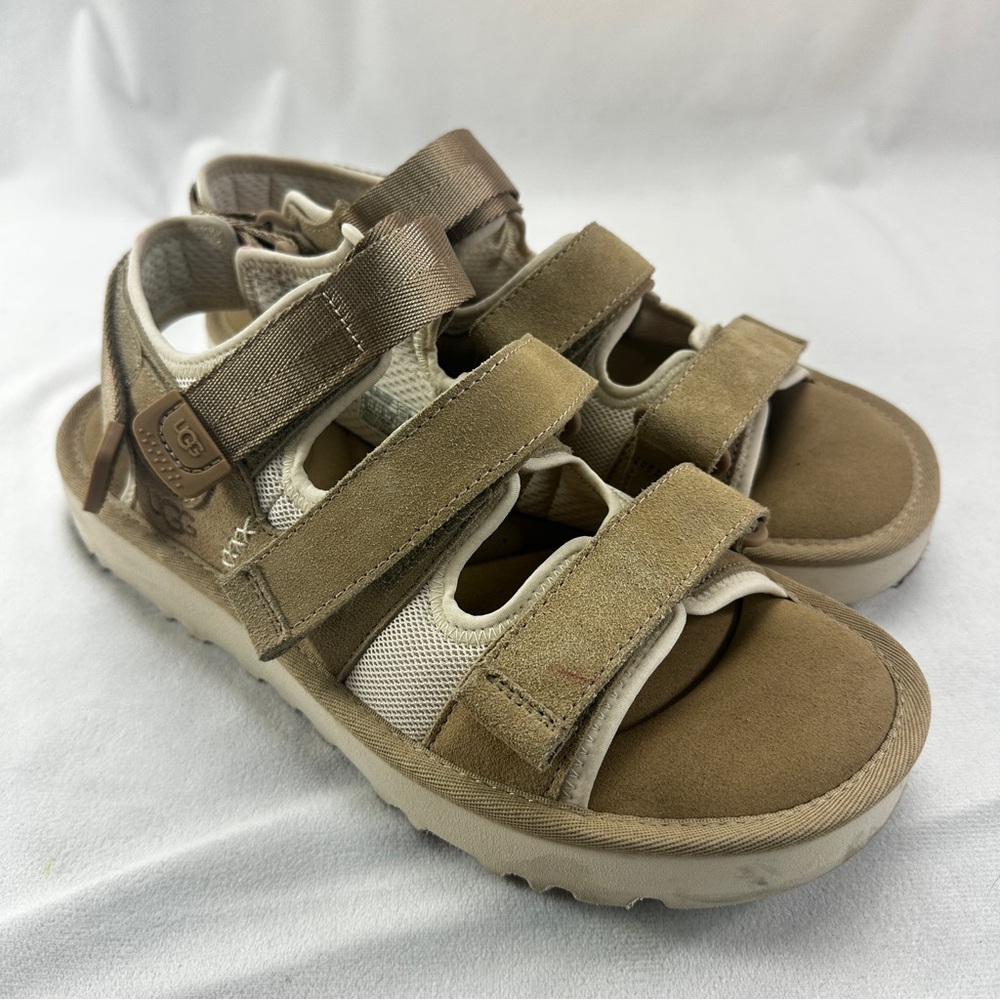 UGG Sport Sandals Mens Goldencoast Multistrap Suede 10 Foam Beige Beach Summer - Picture 12 of 12
